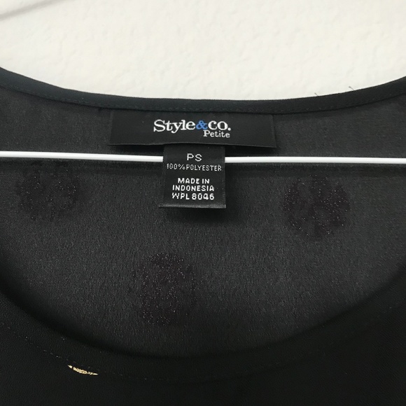 Style & co. Black and Gold Dot Sheer Top - Picture 2 of 2